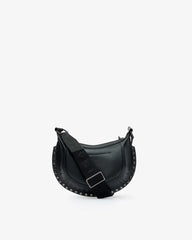 mini moon bag grained leather shoulder baguette bag