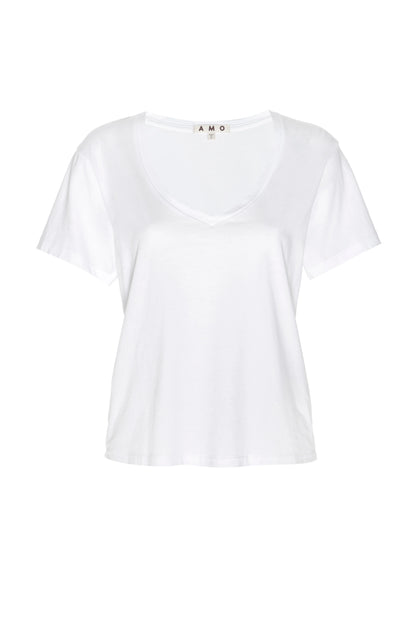 White v-neck tee