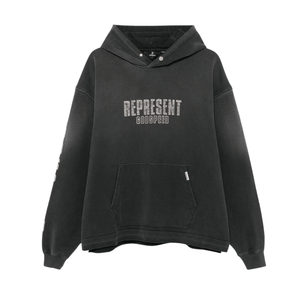 God speed washed black hoodie