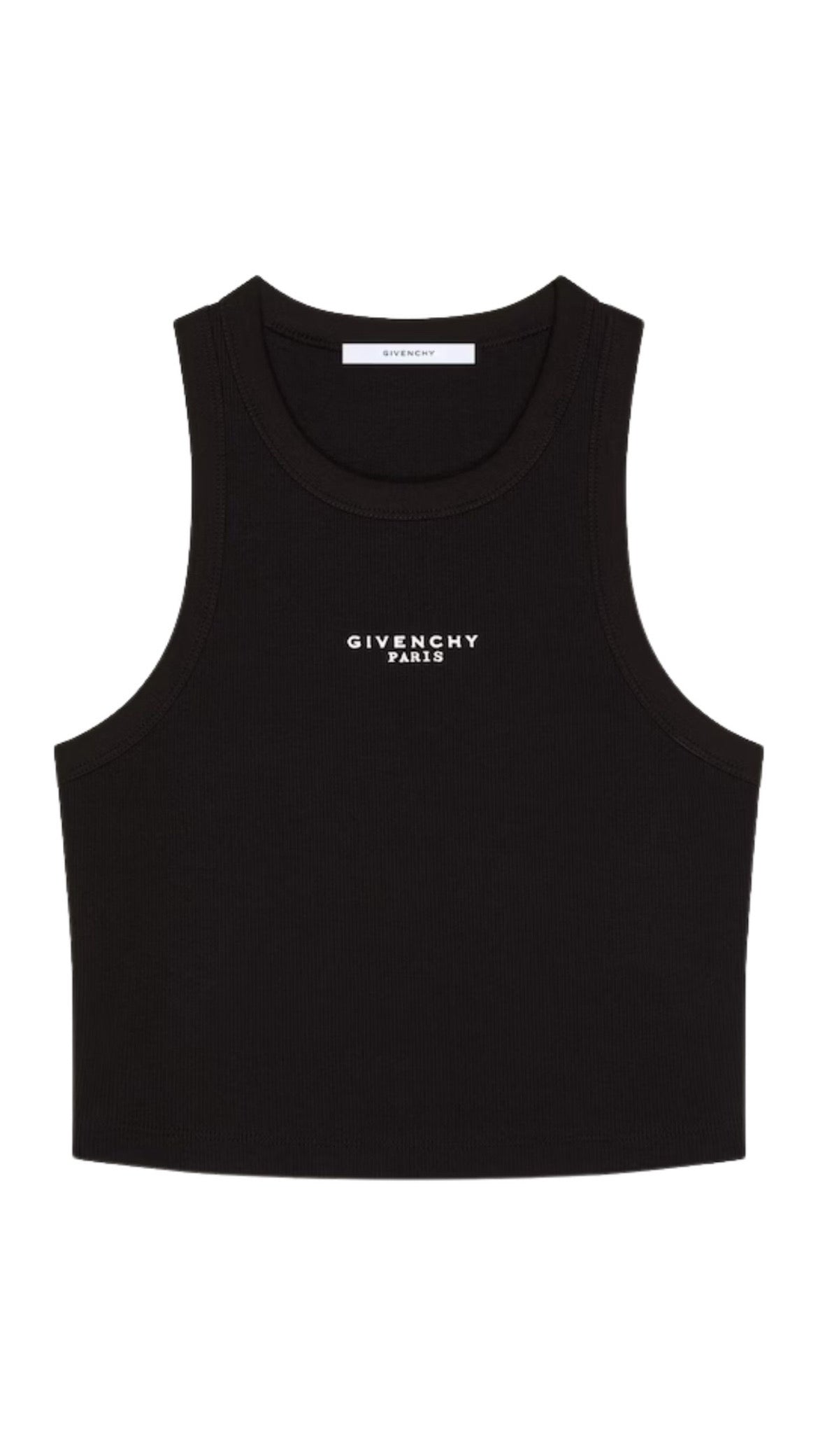 Cropped tank top in cotton with Givenchy Paris print
