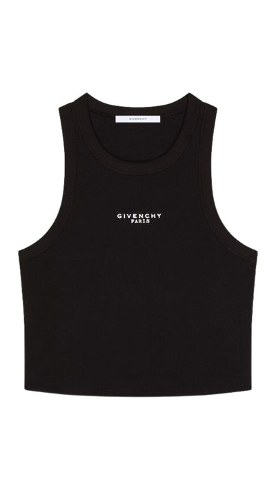 Cropped tank top in cotton with Givenchy Paris print