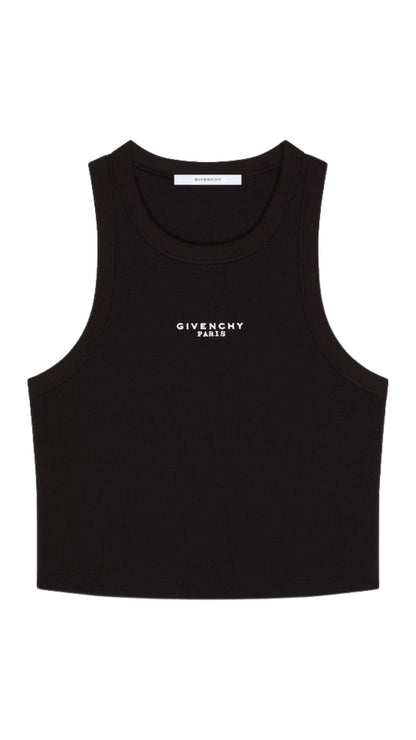 Cropped tank top in cotton with Givenchy Paris print