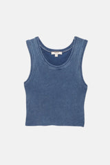 Cropped poppy tank - indigo