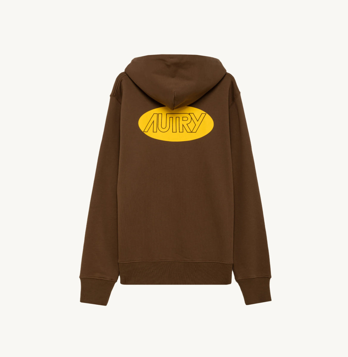 HOODIE IN BROWN JERSEY WITH PRINTED LOGO