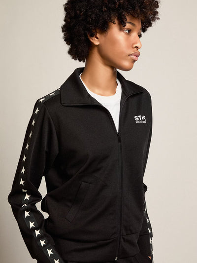 Women’S Black Zipped Sweatshirt With White Stars