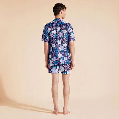 Men bowling linen shirt tropical