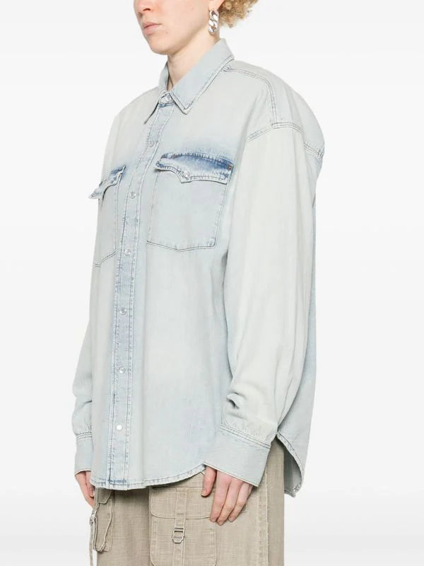 Oversized denim shirt sunfaded blue