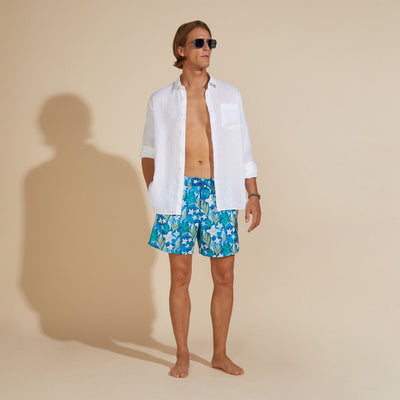 Men linen shirt solid