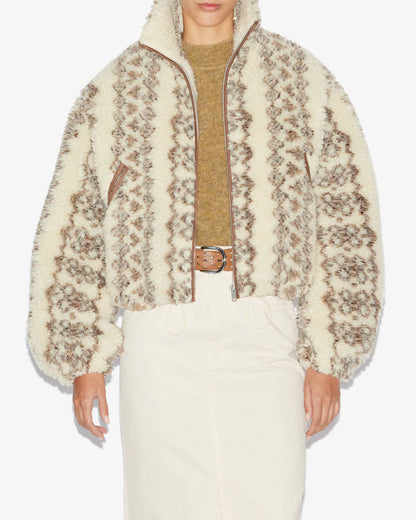 mackensy short printed shearling style coat