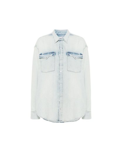 Oversized denim shirt sunfaded blue