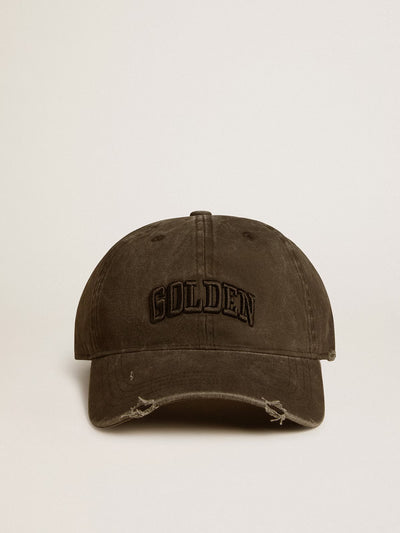 Gray distressed baseball cap with embroidery