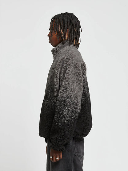 Sprayed Fleece Jacket - Black/Grey