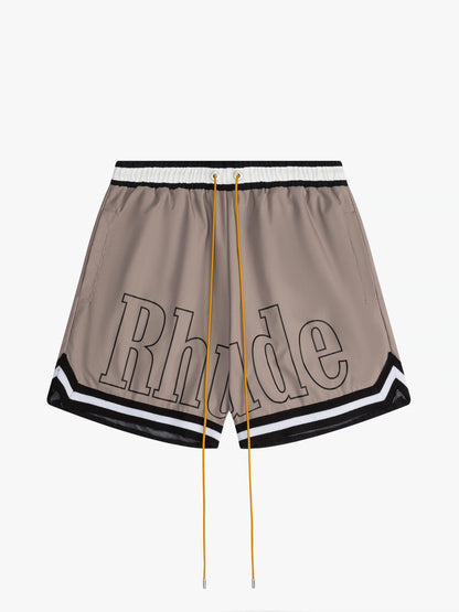 RHUDE BASKETBALL SWIM TRUNKS KHAKI/ WHITE