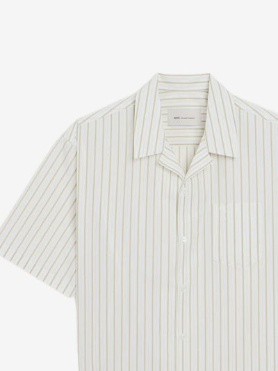 striped-pattern revere-collar shirt