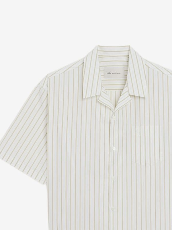 striped-pattern revere-collar shirt