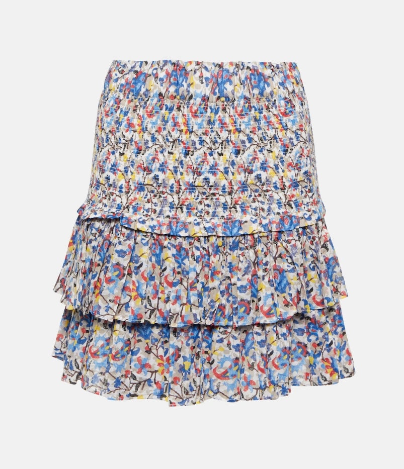 NAOMI smocked cotton mini skirt