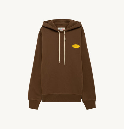 HOODIE IN BROWN JERSEY WITH PRINTED LOGO