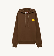 HOODIE IN BROWN JERSEY WITH PRINTED LOGO