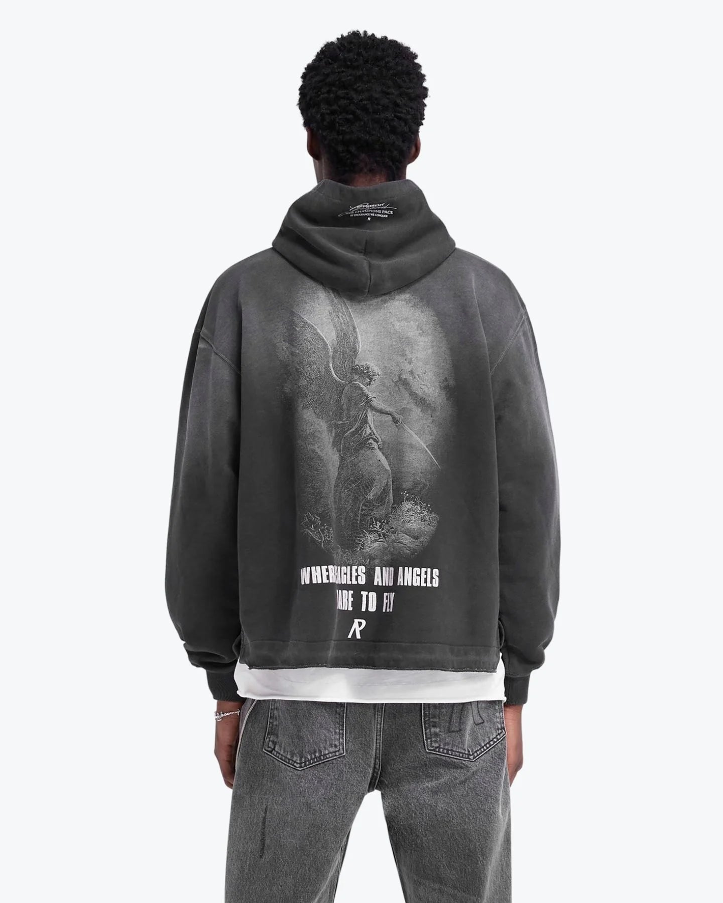 God speed washed black hoodie