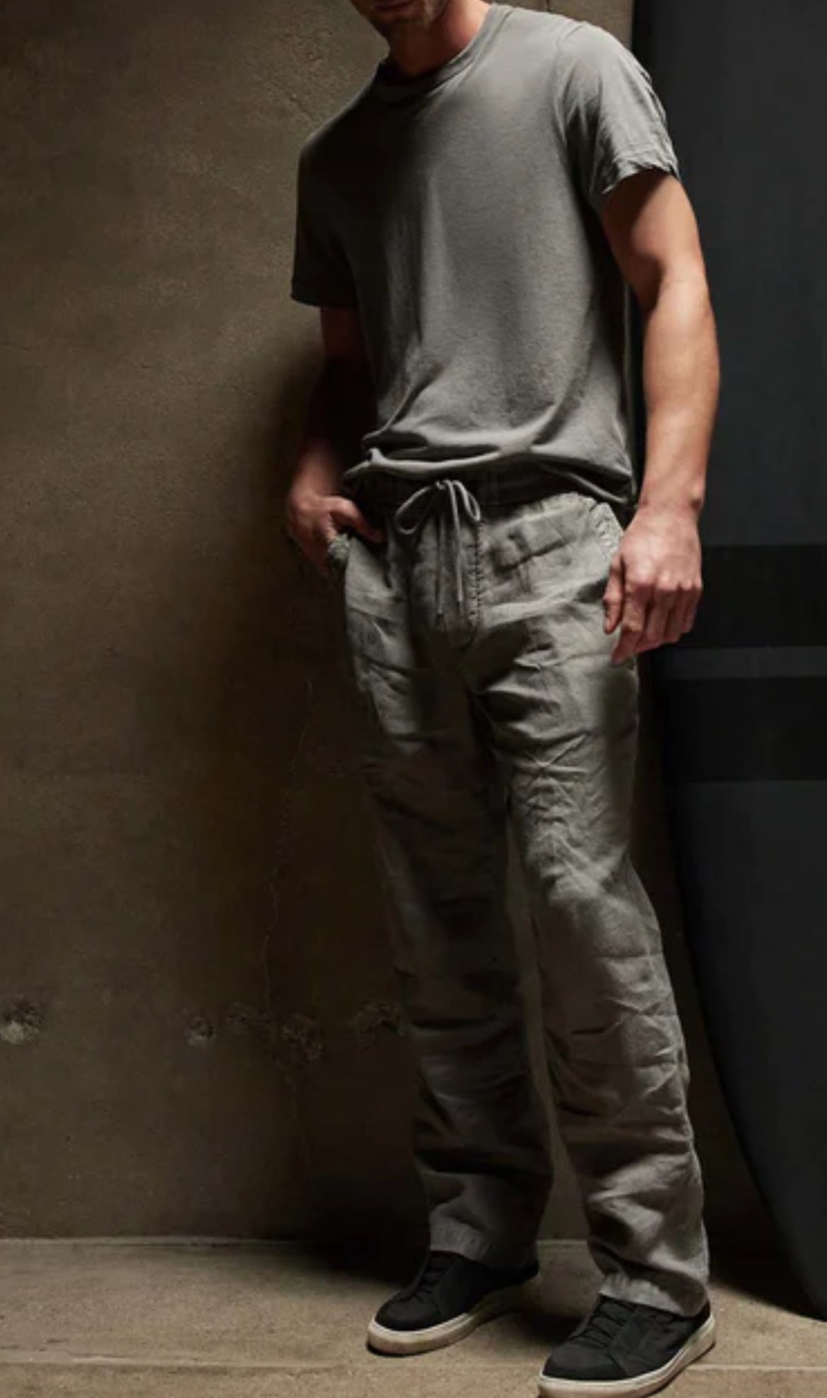 Relaxed fit linen pant - silver grey pigment