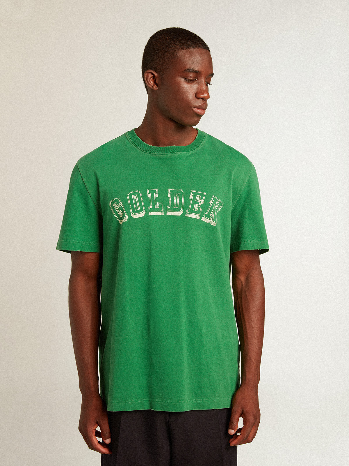 “Golden” cotton tee in green