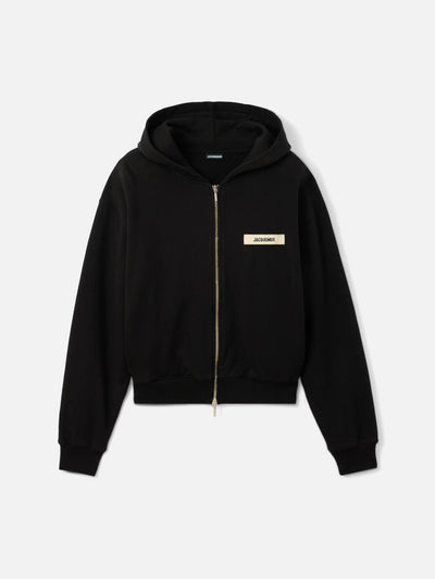 Le hoodie zip gros - black