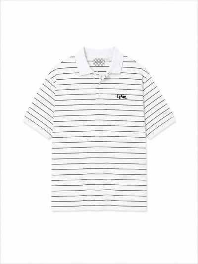 LAPIVIMA T-SHIRT POLO - WHITE WITH BLACK STRIPES