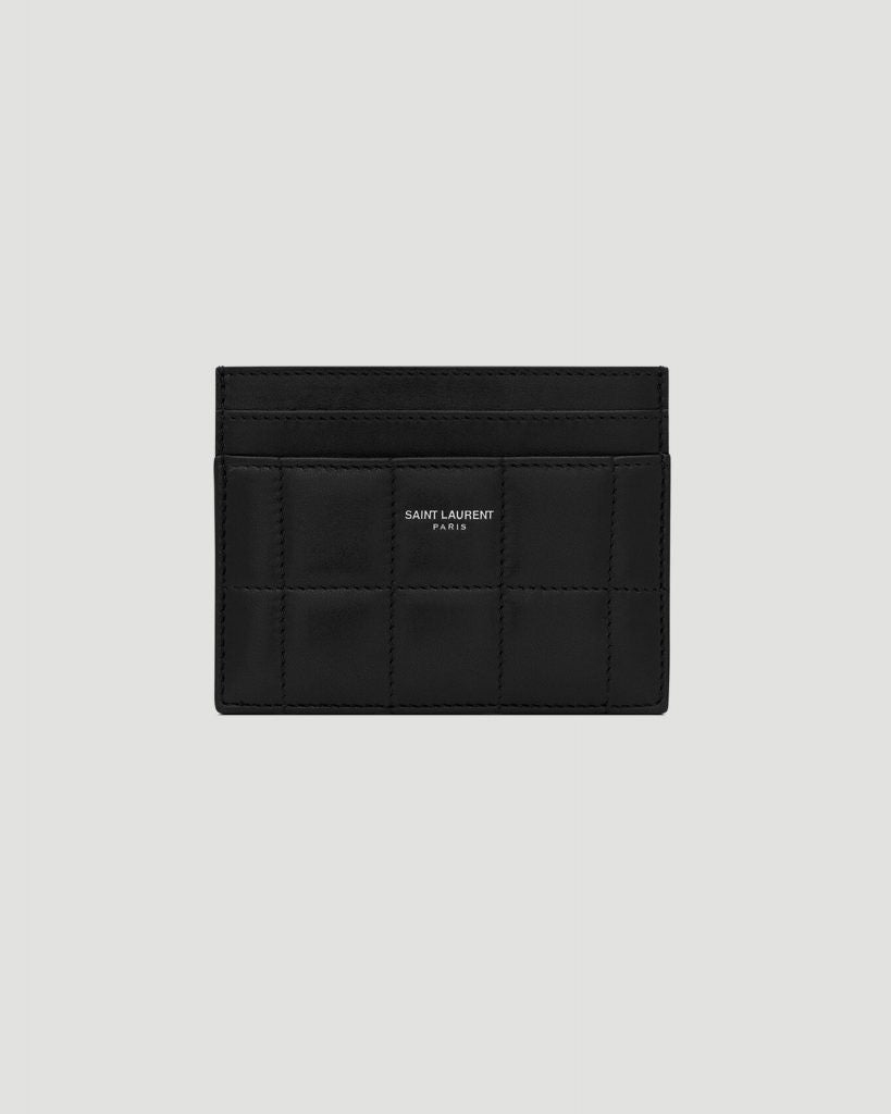 Black quilted leather card holder