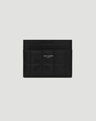 Black quilted leather card holder