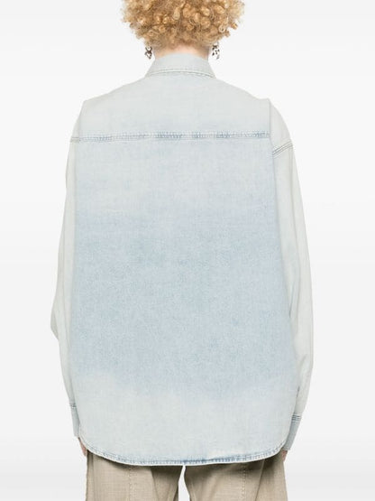 Oversized denim shirt sunfaded blue