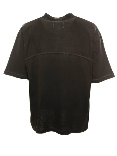 Stepped Hem T-Shirt - Stained Black