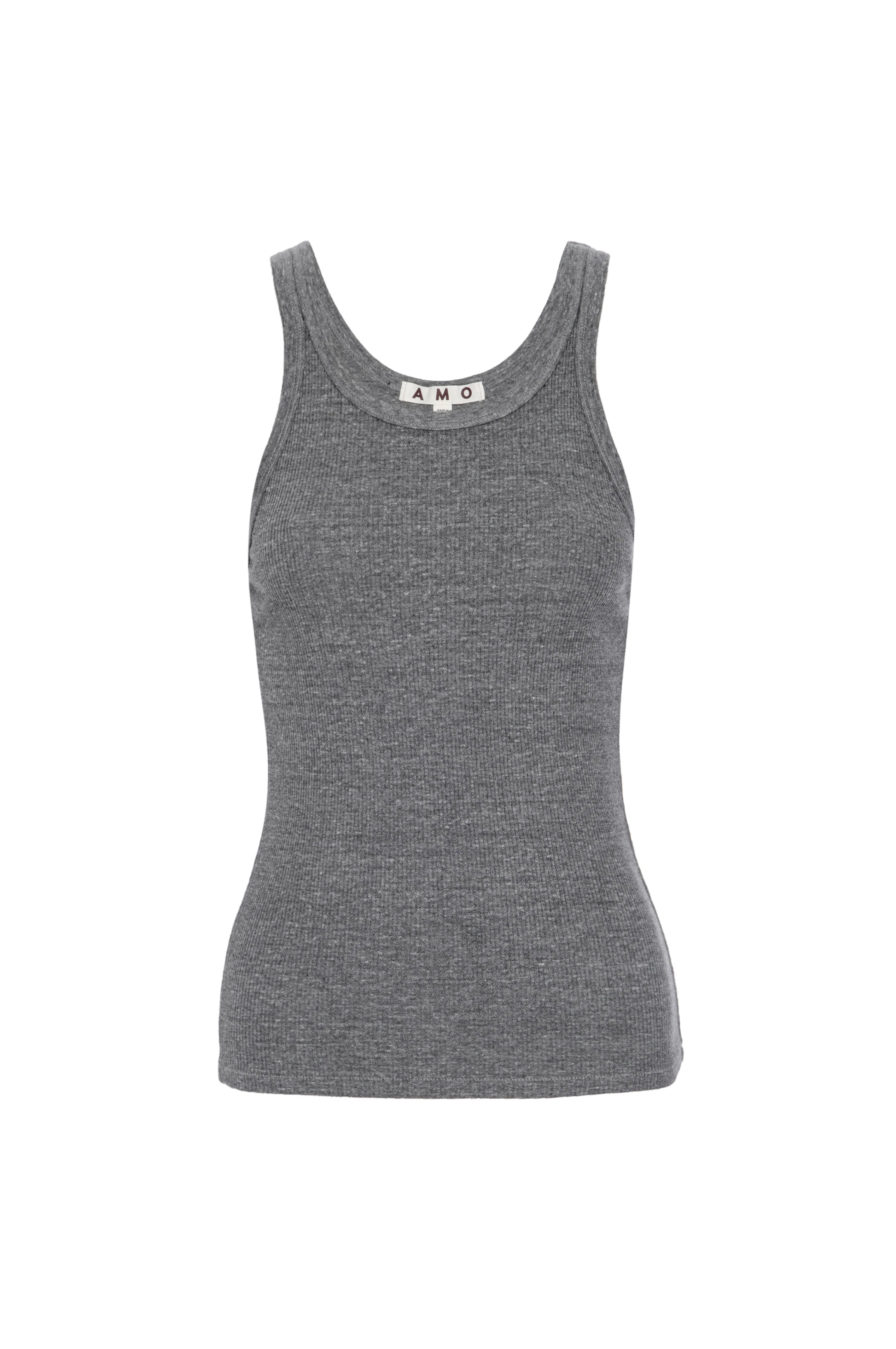 Long heather grey rib tank