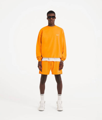Neon Orange Logo Print Mesh Bermuda Shorts