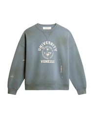 Oversized sweatshirt in baby blue with distressed finish