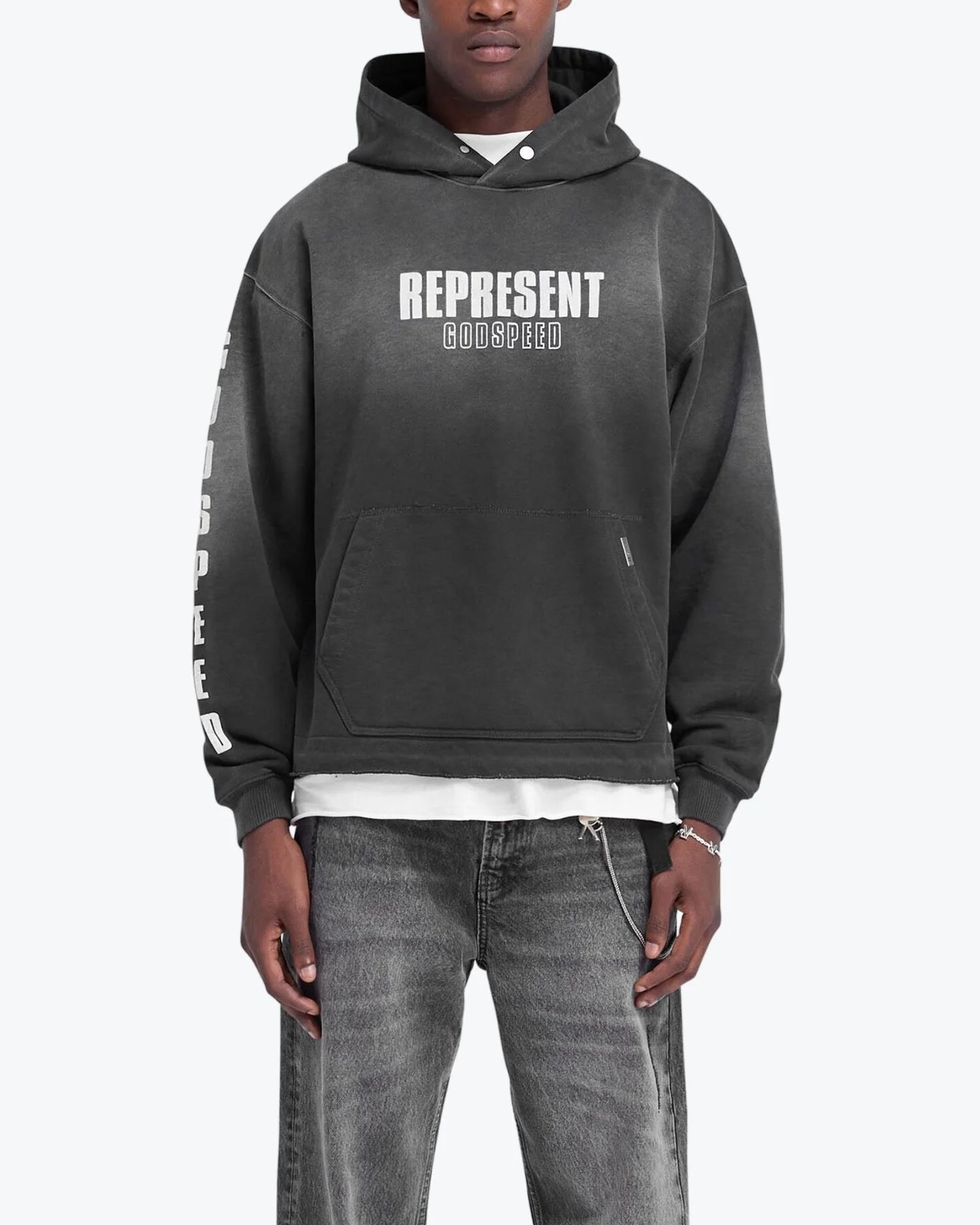 God speed washed black hoodie