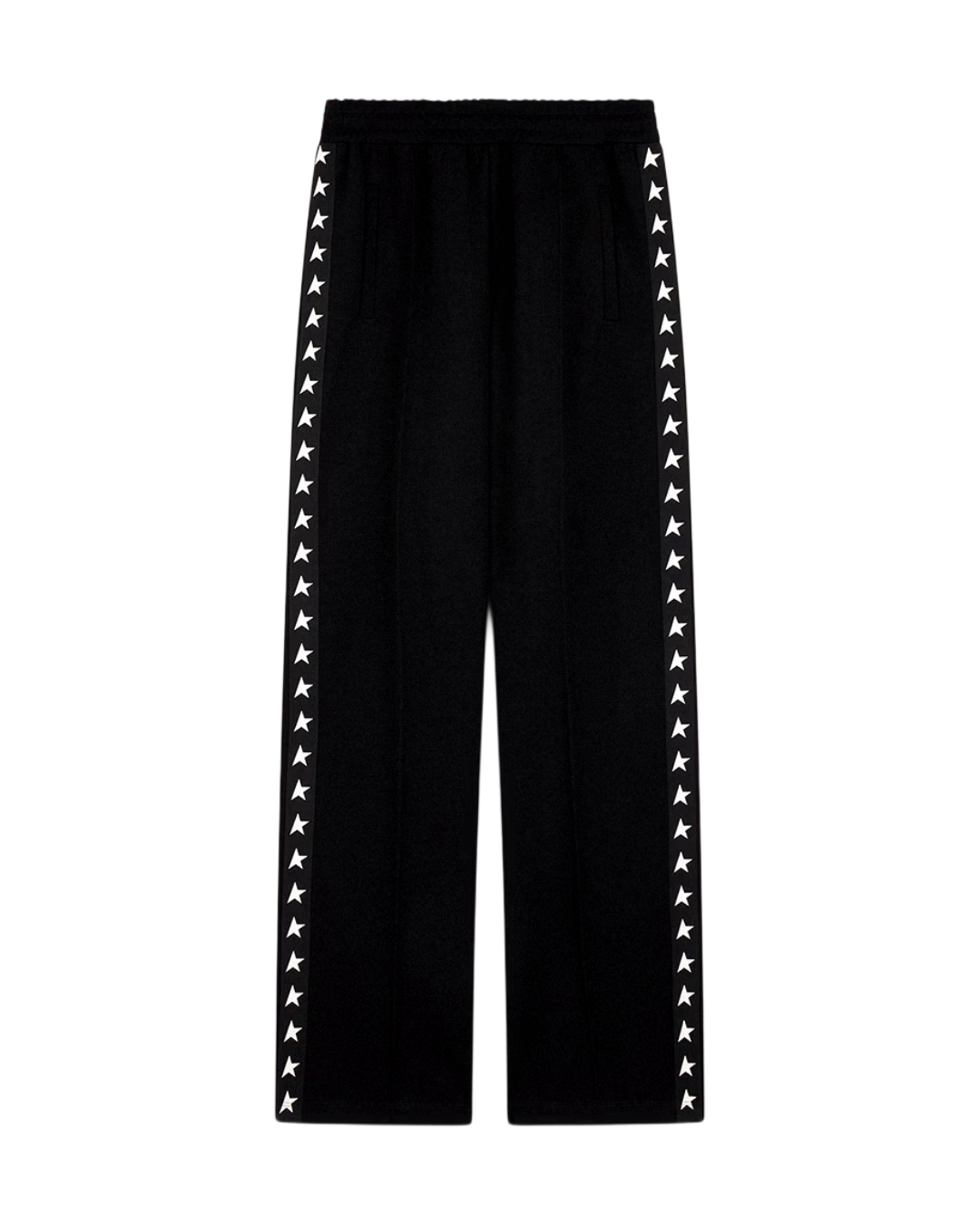 Women’s black joggers with white stars on the sides