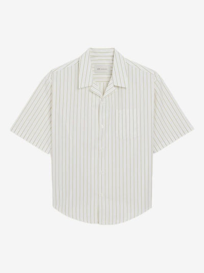 striped-pattern revere-collar shirt