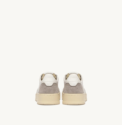 MEDALIST LOW SNEAKERS IN WHITE GOATSKIN AND GRAY SUEDE