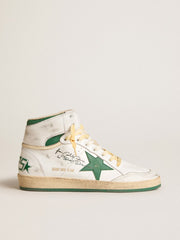 SKY STAR - white leather with green leather star