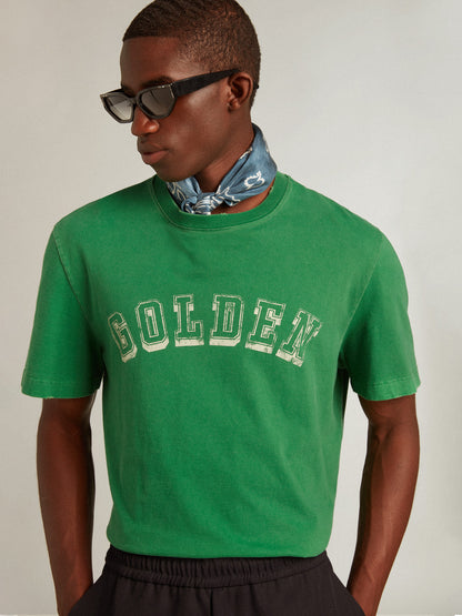 “Golden” cotton tee in green