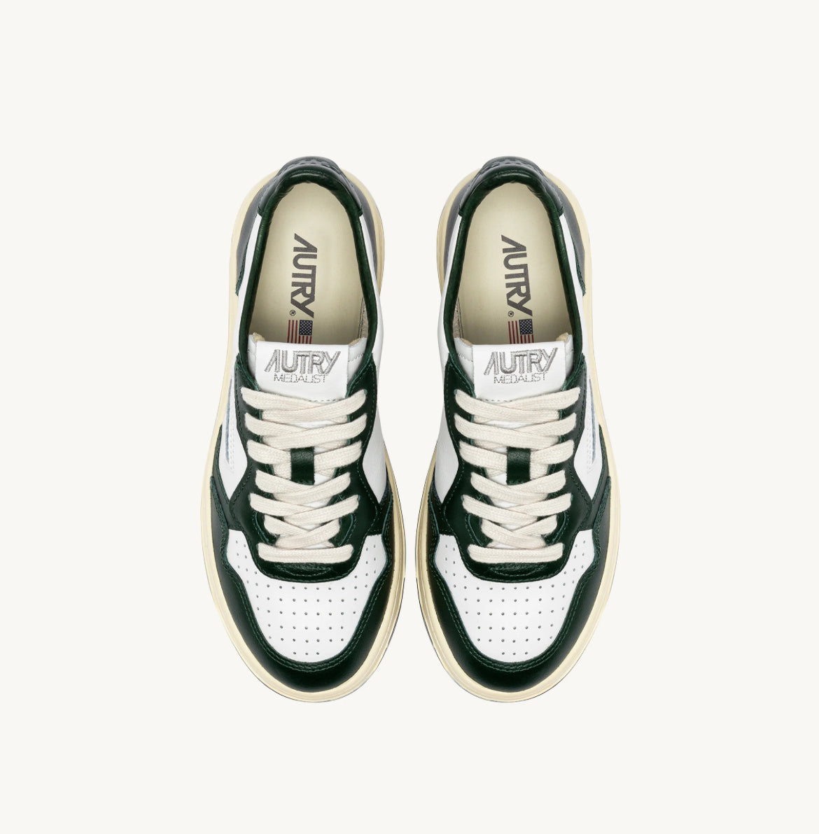 MEDALIST LOW BICOLOR SNEAKERS IN WHITE AND MOUNTAIN LEATHER