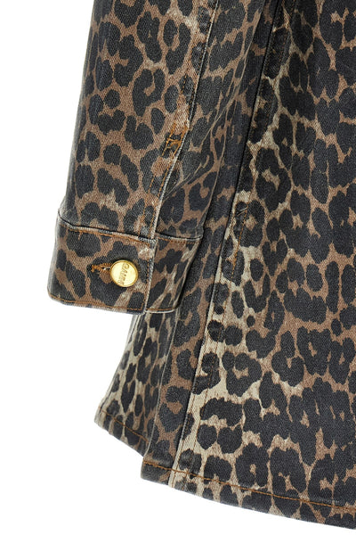 Denim leopard dress