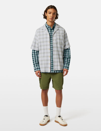 Checked short sleeve relaxed fit shirt