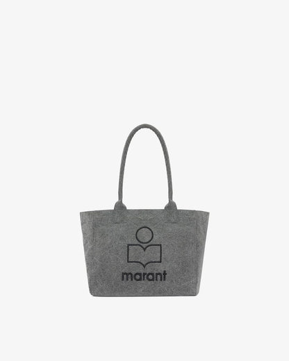 yenky zipped washed cotton logo tote bag - grey