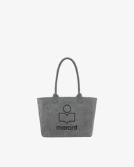 yenky zipped washed cotton logo tote bag - grey