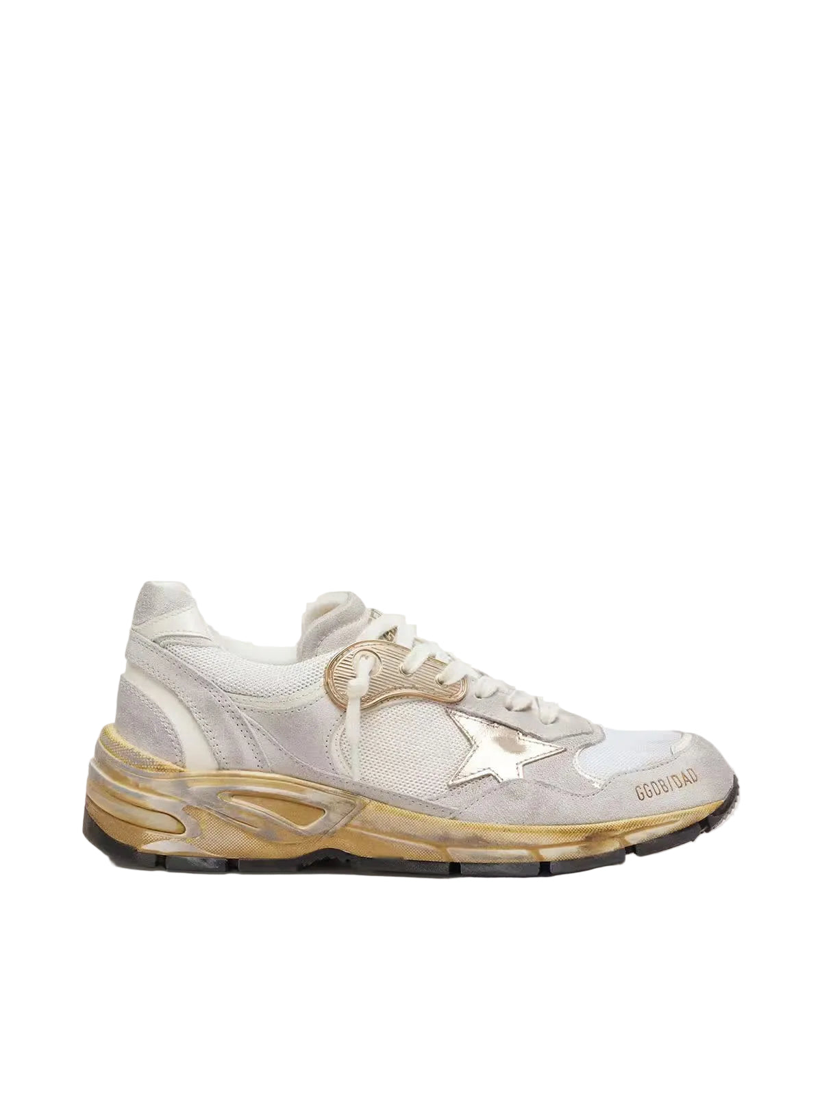 Men's Dad-Star in suede and mesh with white leather star and beige leather heel tab