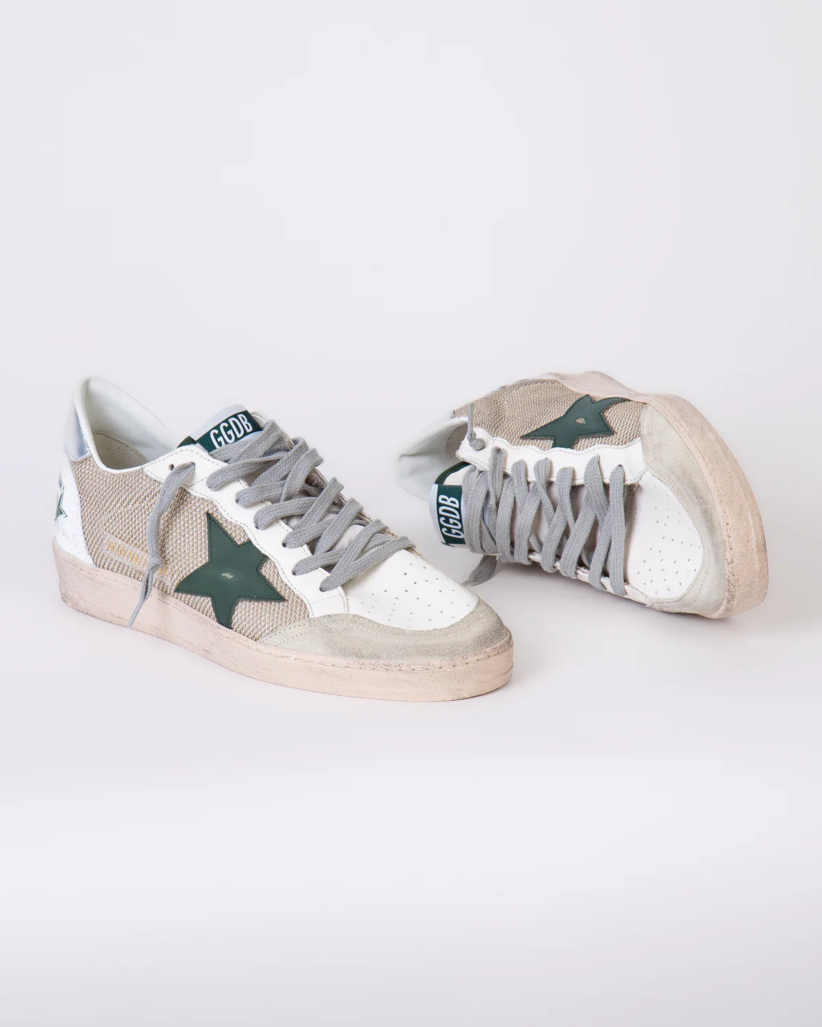 GOLDEN GOOSE WHITE MILK/MARBLE/GREEN/SILVER/WHITE BALLSTAR SNEAKERS