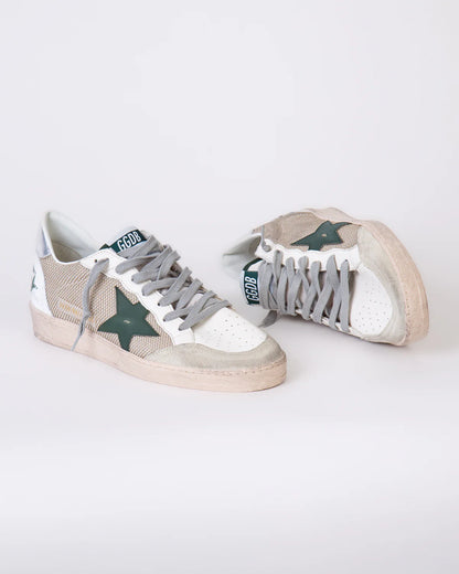 GOLDEN GOOSE WHITE MILK/MARBLE/GREEN/SILVER/WHITE BALLSTAR SNEAKERS