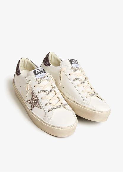 Women's Hi Star in whote leather with sparkly star