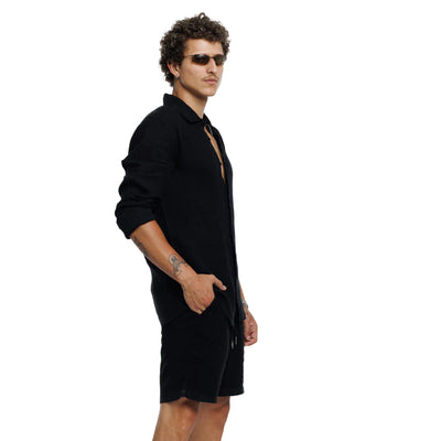 Black Como L/S Linen Shirt